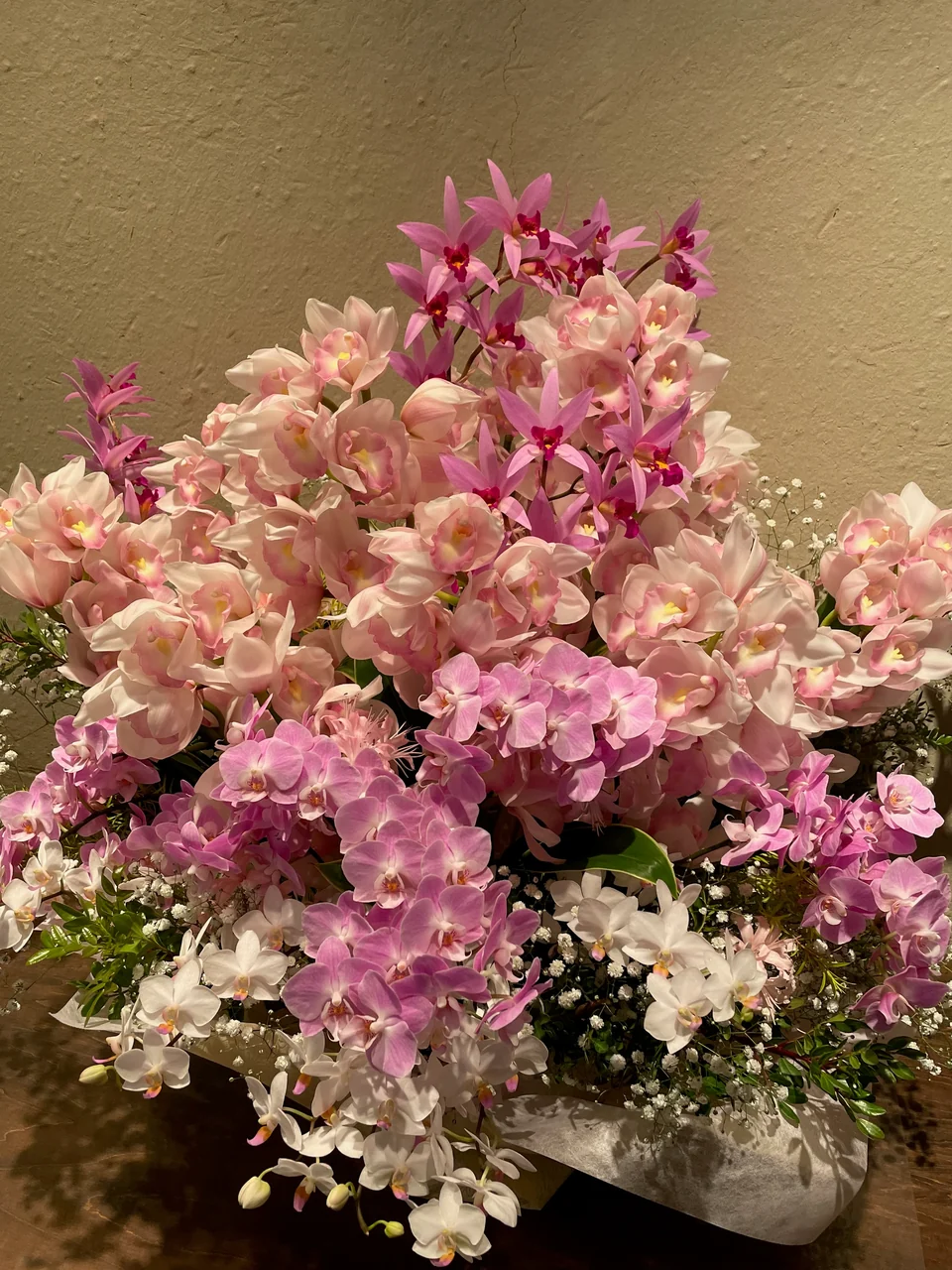 ピンクの花を豊かに